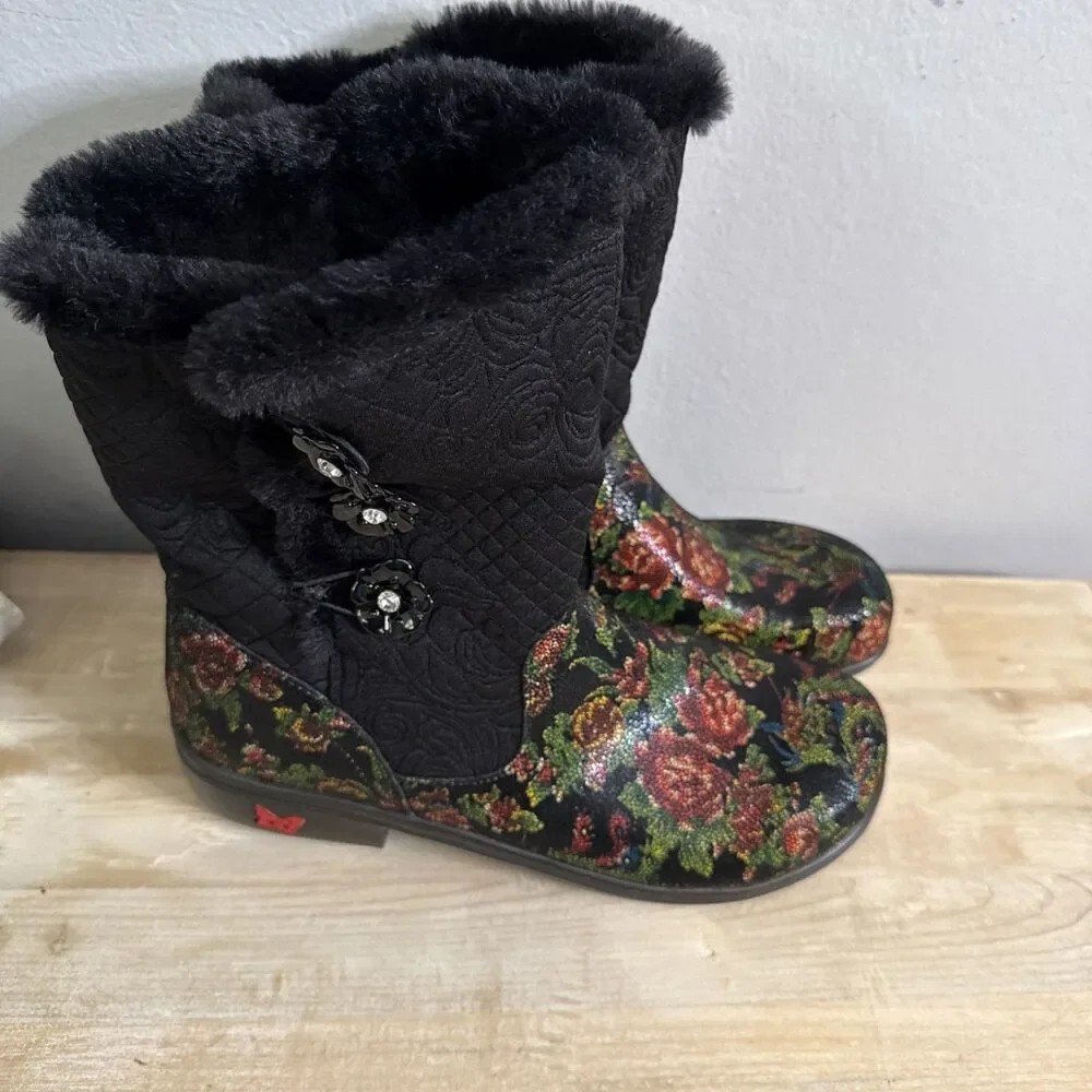 Alegria Women's Nanook NAN-315 Rose Floral Winter Snow Boots - Size 10.5 EUR 41
